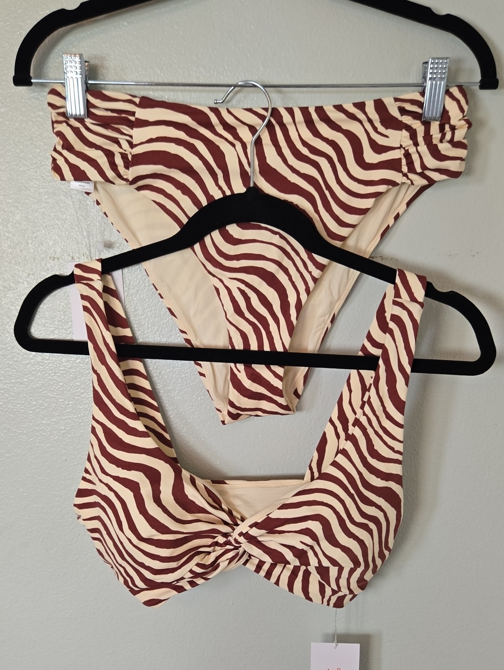 Andie | NWT Swim The Hipster Bikini Set Bias Stripe Truffle Size Medium